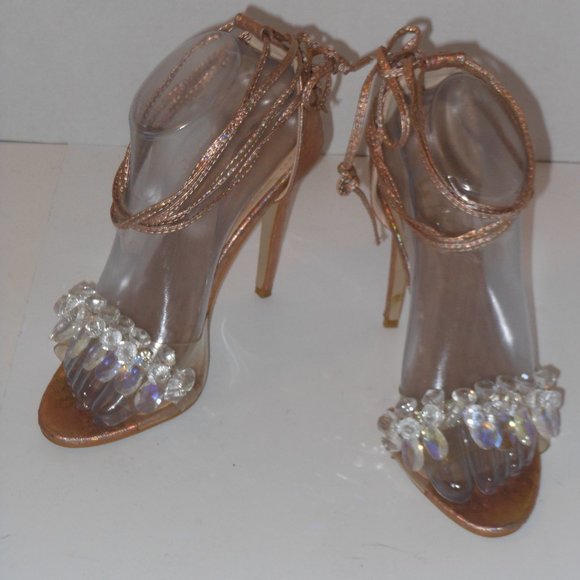 AKIRA JEWELED STRAPPY SANDALS SIZE 7.5 MEDIUM - Picture 5 of 5